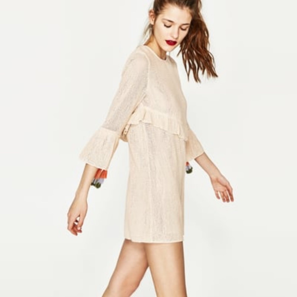 Zara knitted mesh dress/tunic with tassels